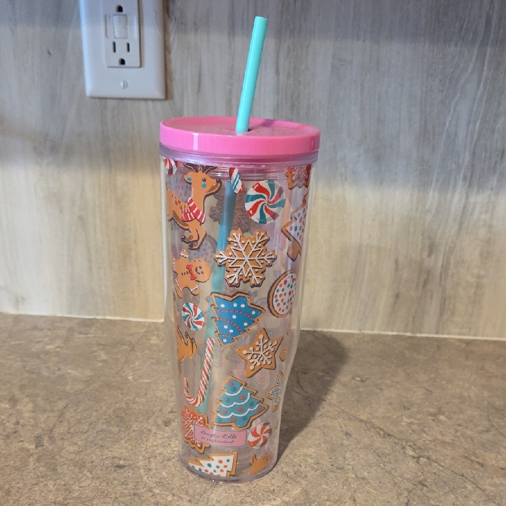 (J63) Simply Southern Pink and Blue Tumbler 24 Oz Cup